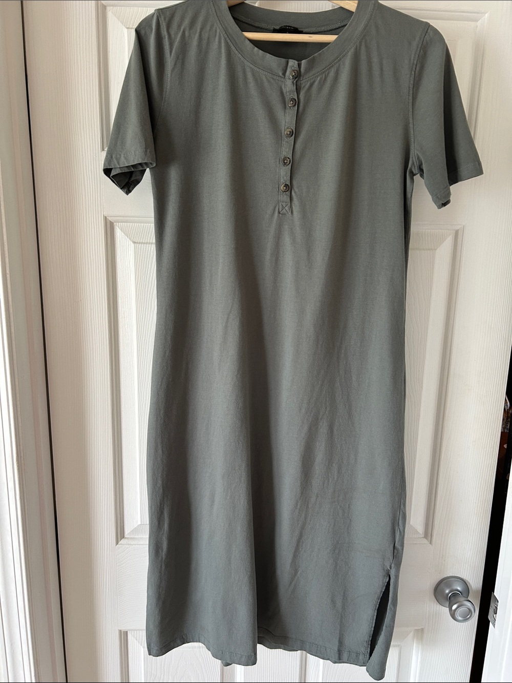 J. Crew Olive Green Short Sleeve Henley Midi Dress